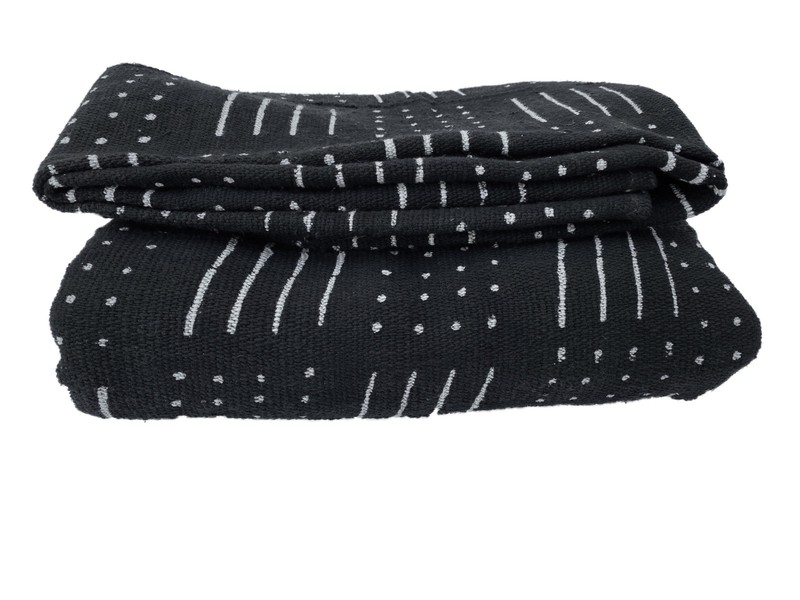 # 3849 LG African Black and White Mud Cloth Textile Mali 63" by 85" gallery