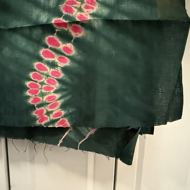 Fabric from Ghana Tie-Dyed Textile Pink and Green, 52” x 1.75 Yards gallery