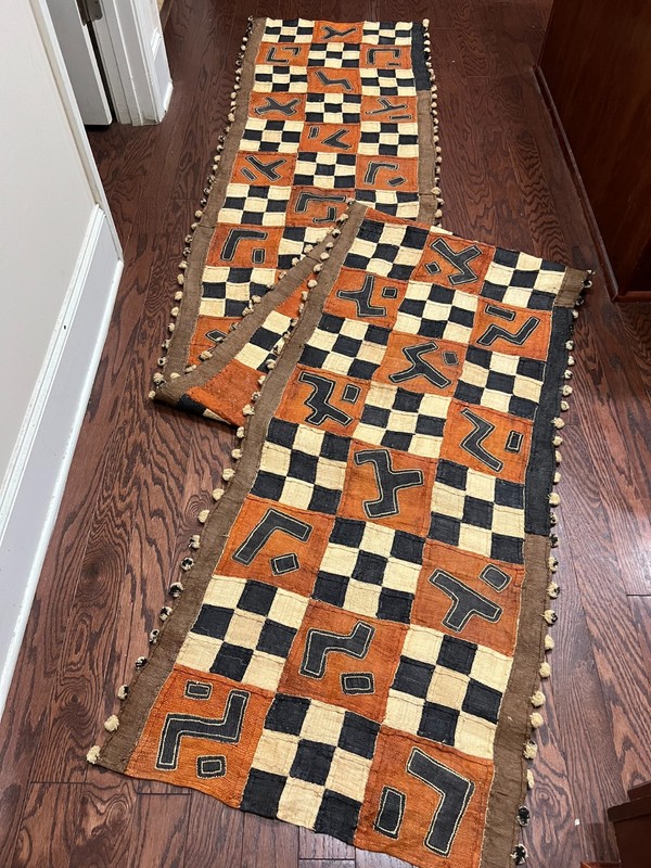 genuine 13 feet African (Congo) Kuba Raffia cloth fabric, natural woven handmade gallery