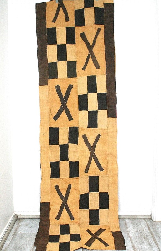 Kuba Cloth African Tapestry Congo Raffia Rare African Fabric VTG Long 12+ Feet gallery