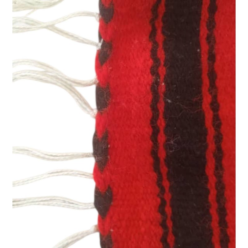 Vintage Handmade Ghardaia Wool Textile 35x35cm Red Striped Saharan Berber Woven gallery