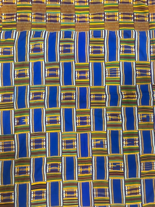 Vintage large African kente Ashanti hand woven cloth 120′ X 80″ African Art Deco