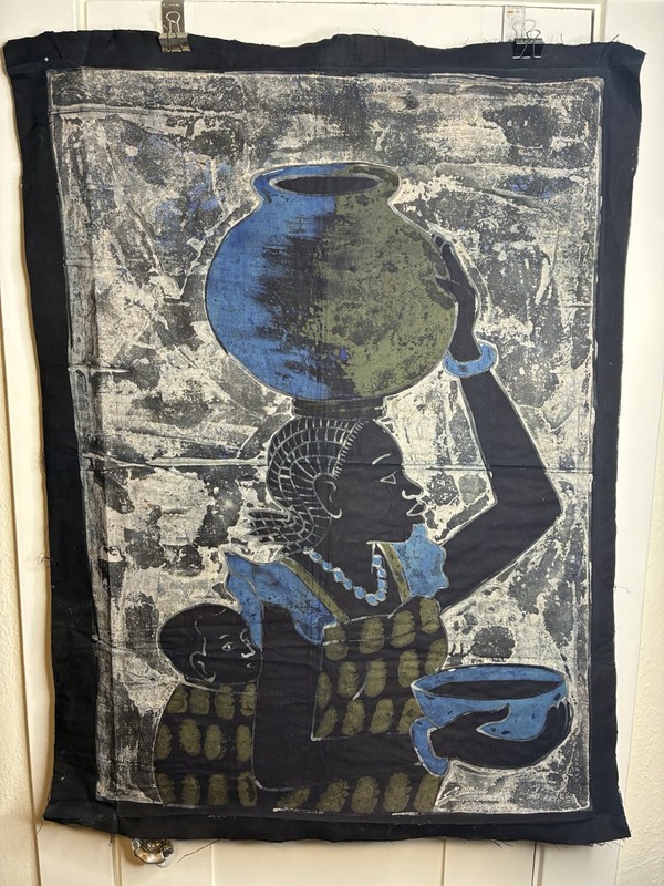 Vintage African Batik Fabric Art 38.5”x28.5”