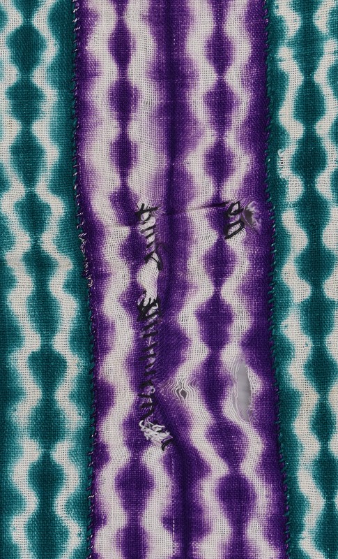 Purple and Green Yoruba Tie-Dyed Textile Nigeria 63x38 inch gallery