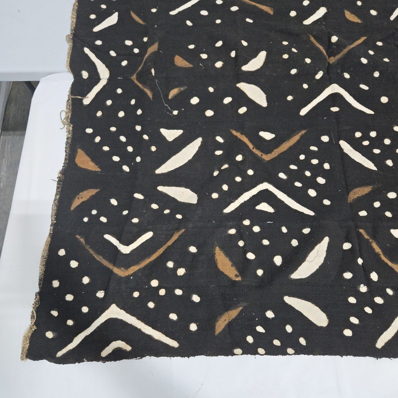African Textile Art Mud Cloth | Geometric Pattern | 69 x 49 inches gallery