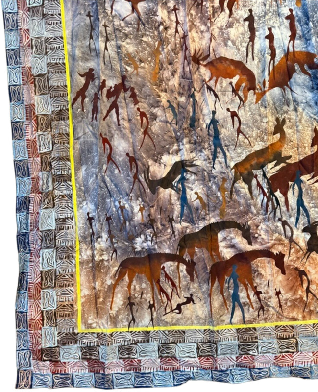 African Batik Wall Hanging Zimbabwe Hand Printed Tapestry Textile 77 x 54 NWT gallery