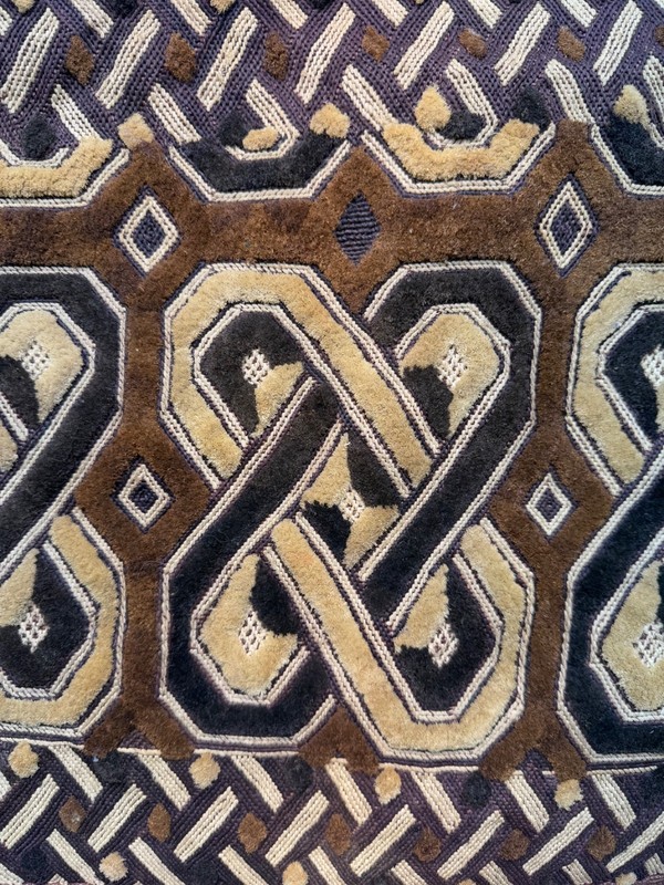 Antique Hand Woven Traditional African Raffia Congo Textile Cloth 44x60 Cm gallery