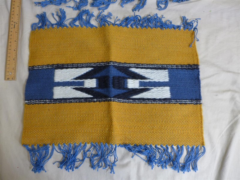 2 Vtg Lentswe La Oodi Producers Handmade BOTSWANA WOOL TAPESTRY 12x17" Textiles gallery