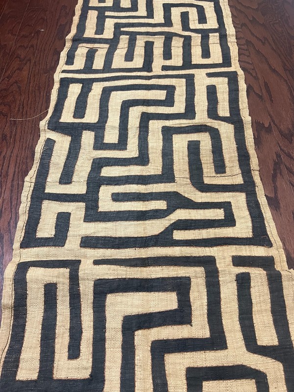 genuine 10 feet African (Congo) Kuba Raffia cloth fabric, natural woven handmade gallery