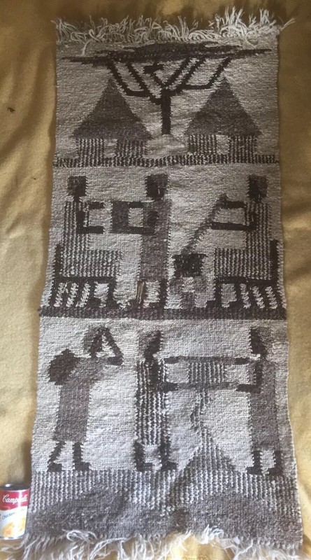 Ruth K Signed Weaving Karung Of Women Handwoven Panel African Wall Hang Brown