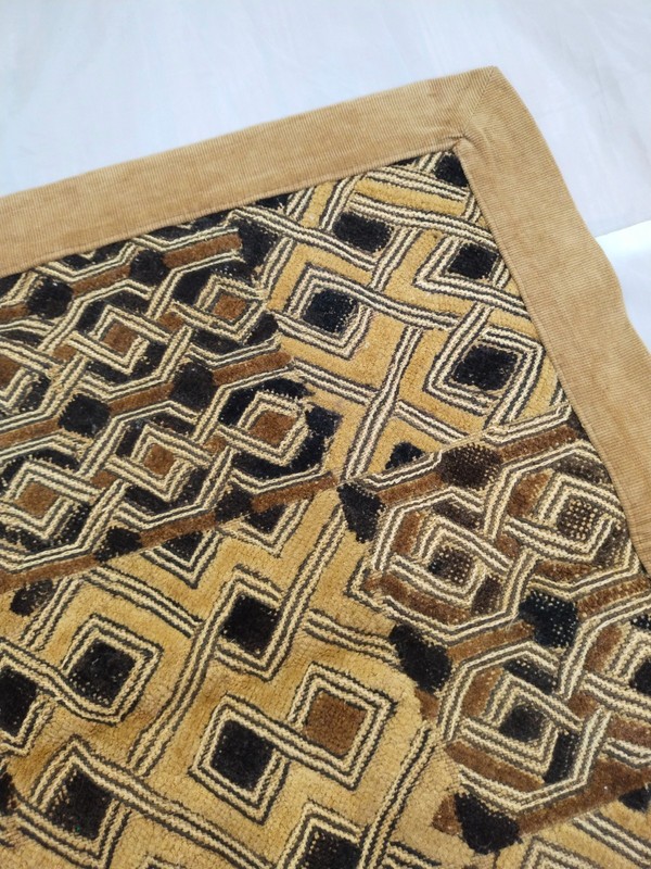 Vintage African Kuba Raffia Cloth Handwoven Textile Geometric Tribal Art Congo gallery