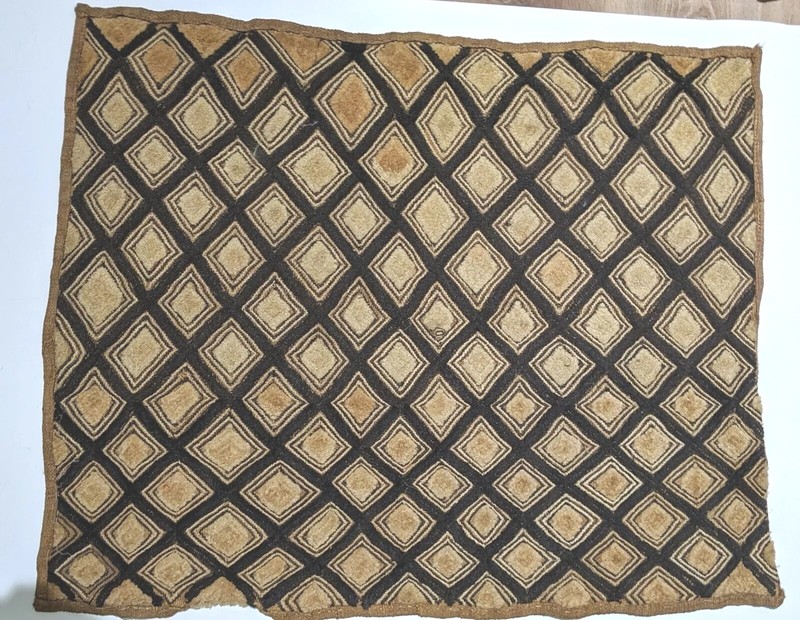 AFRICAN ORIGINAL KUBA RAFFIA CLOTH PANEL TEXTILE CURRENCY KASSAI SHOOWA DRCONGO
