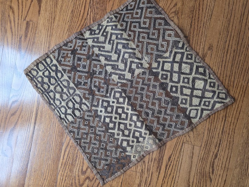 Vintage Handmade African Kuba Cloth Raffia Textile Art Fabric