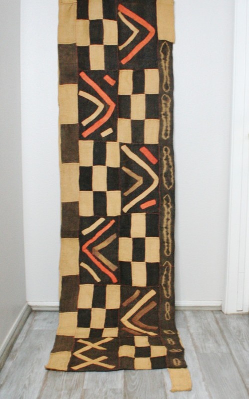 Kuba Cloth African Tapestry Raffia Congo Rare Textile VTG Long 14+ Feet gallery