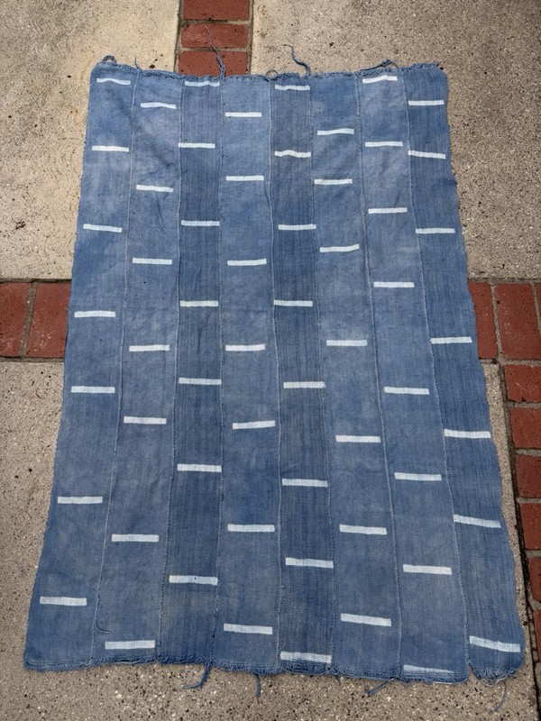 Vintage African Mudcloth Faded Indigo Textile 62” L x 41” W Throw | No. 168 gallery