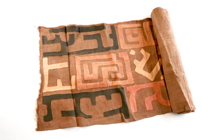 NEW Vintage African Kuba Dance Skirt Raffia Textile Long Cloth 144x22 Applique 6 gallery