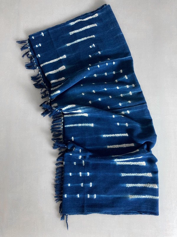 Authentic Vintage African Mudcloth Indigo Textile Boho Shibori Throw / Wrap gallery