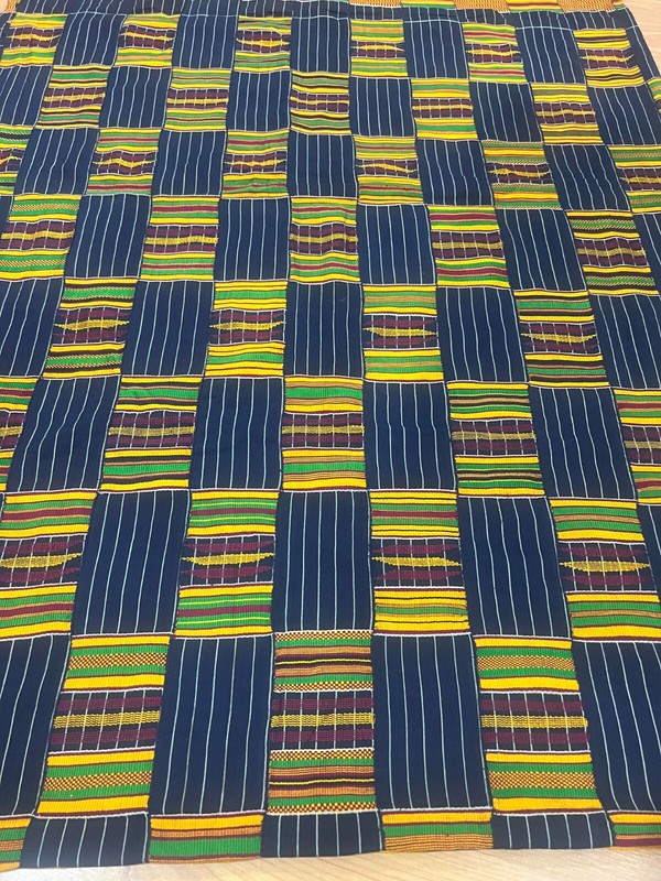 Vintage large African EWE hand woven cloth 120" X 80" African Art Deco gallery