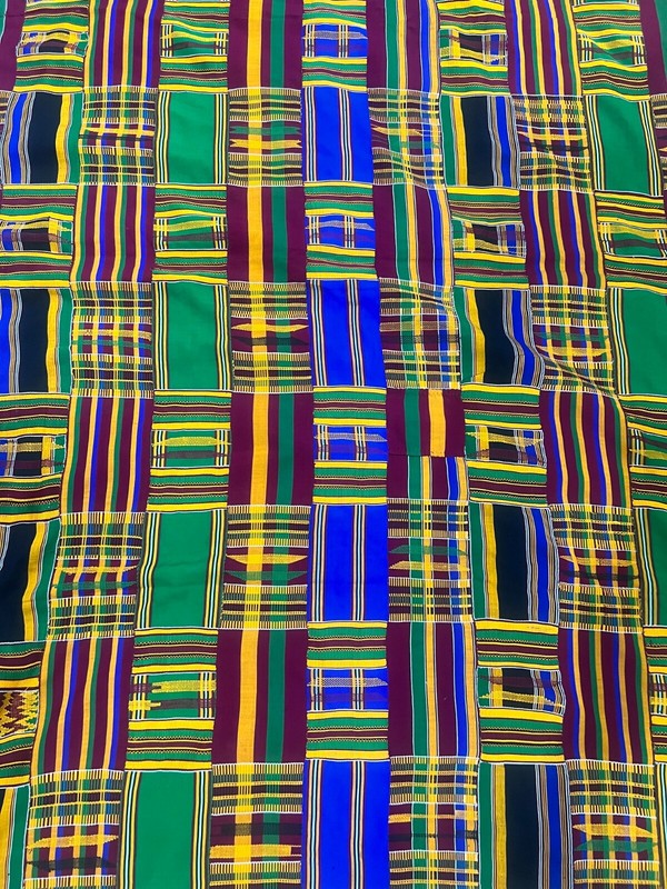 Vintage large African kente Ashanti hand woven cloth 120' X 80" African Art Deco gallery