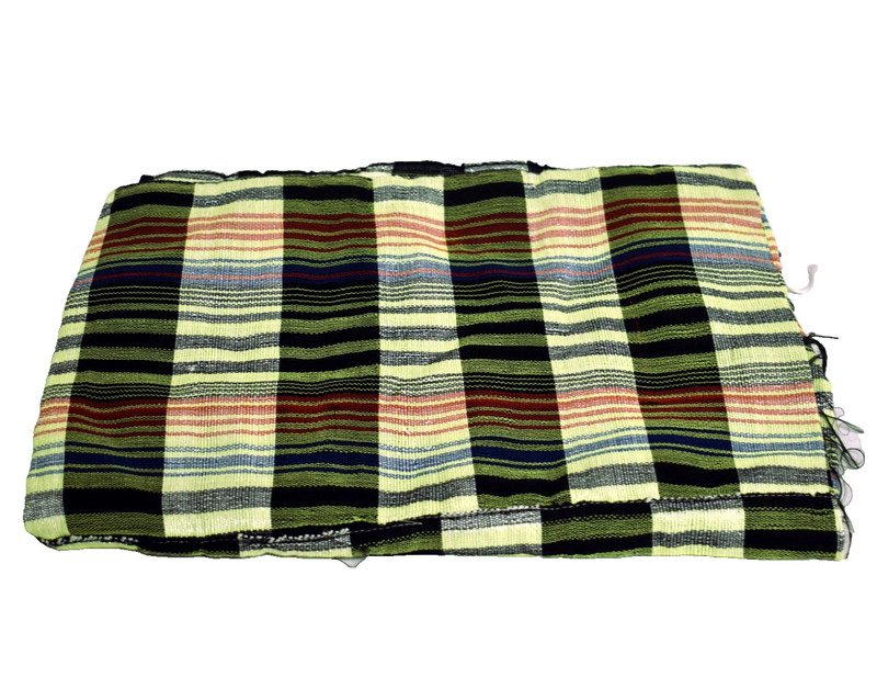 Gambia Fabric Hand Woven Kumandino Cloth 61″X 38″ Blue/Light Green/Red/Blk/White
