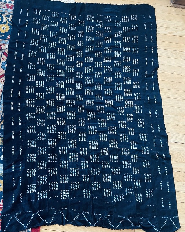 Fine Old Weaving Dogon Mali Indigo Cloth Textile 63″ by 41″ Handwoven