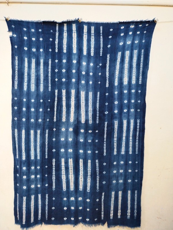 Vintage Mali Indigo Mud cloth –Hand-Dyed African Textile Fabric Blanket A32 gallery
