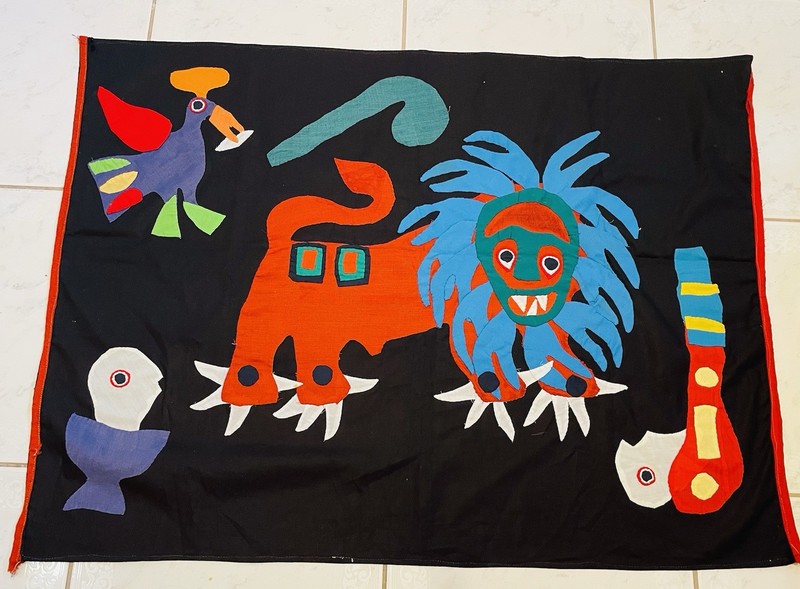 Vintage-West Africa-FON Appliqué-Avotita Lion King Patchwork-textile Tapestry