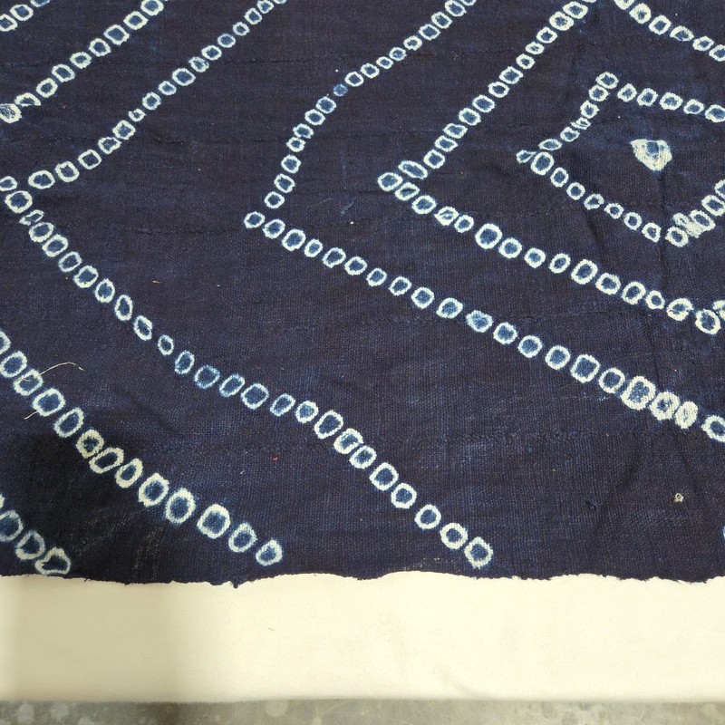 African Textile Art Cloth | Blue Geometric Pattern | 54 x 23 inches gallery