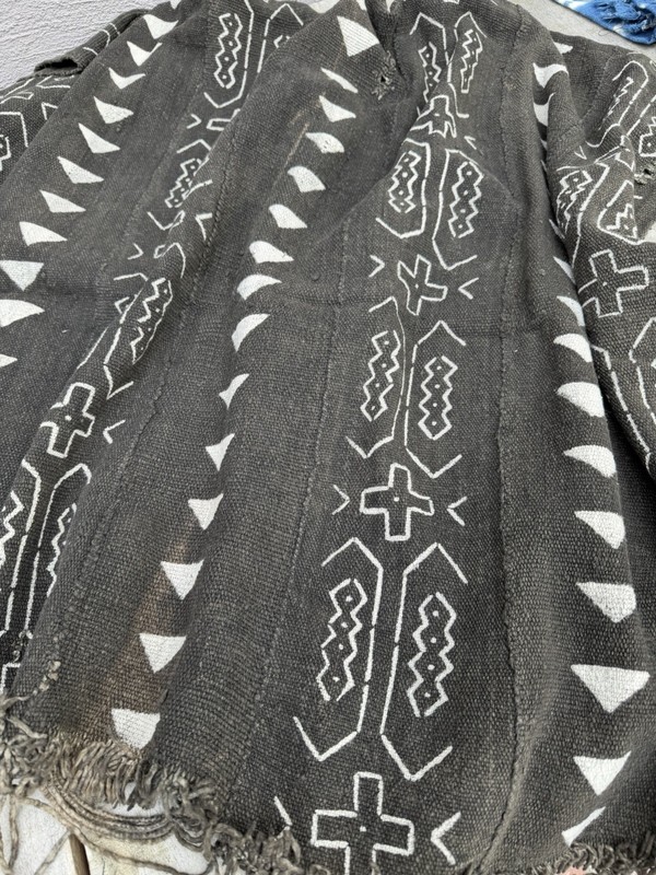 Vintage African Mudcloth Black Textile Throw 61” L x 38” W Textile | No. 149