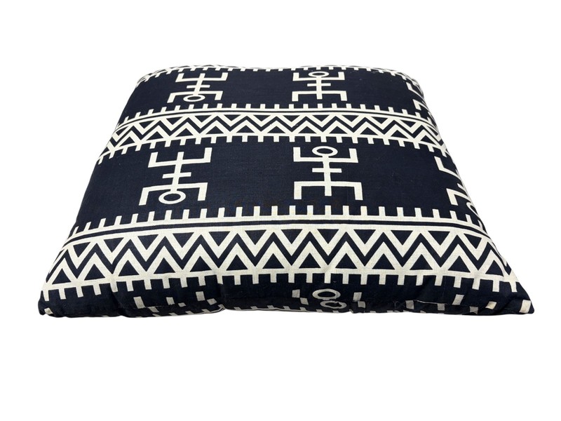 #133 African Custom Made Black and White Kente Cloth Pillow 20" gallery
