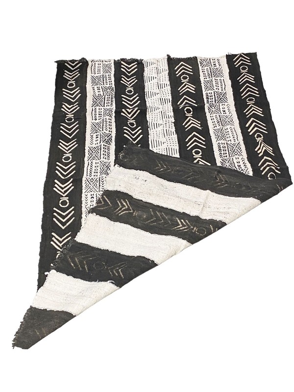 # 5731 African Black and White Mud Cloth Textile Mali 62" by 38" gallery