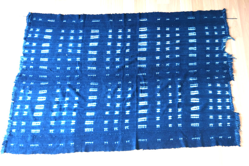 Vintage African Indigo Cloth - Mossi Tribe Burkina Faso - 46" x 65" Throw gallery