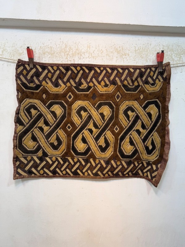 Antique Hand Woven Traditional African Raffia Congo Textile Cloth 44×60 Cm
