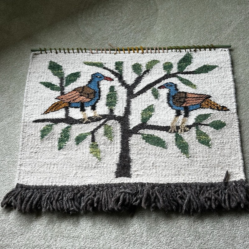Handmade South African Wool Tapestry Birds Wall Hanging Folk Art