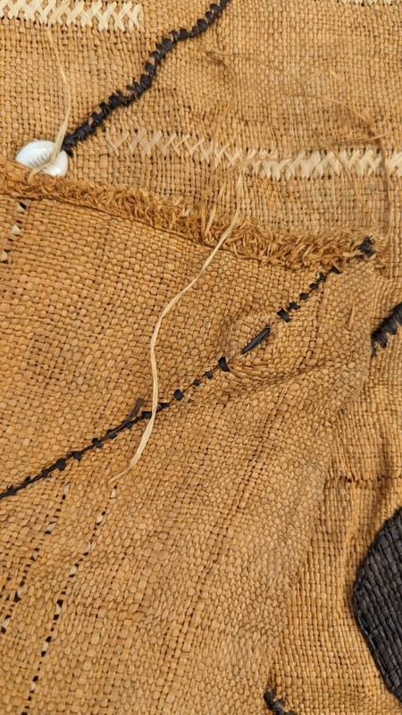 Vintage African Kuba Showa Bark Cloth Handstitched Raffia Textile 22x41 inches gallery