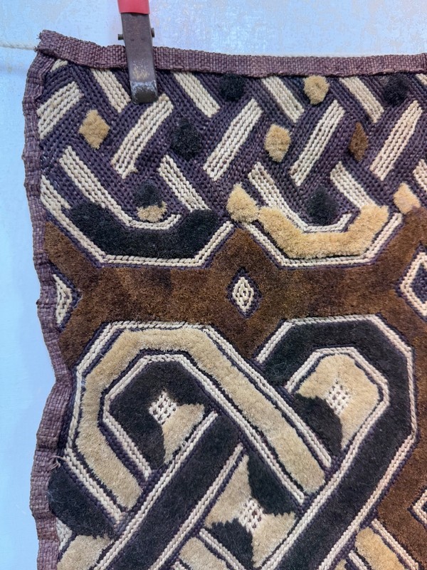 Antique Hand Woven Traditional African Raffia Congo Textile Cloth 44x60 Cm gallery