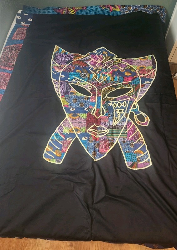 Handmade Quilted Duvet Cover Original African 66" x 87" ~ African Mask ~ NEW
