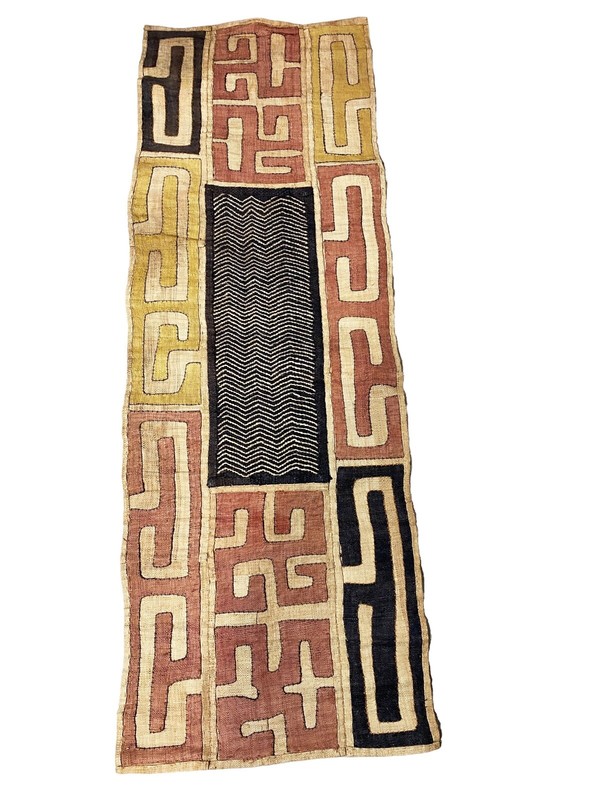 #5647 Superb African Kuba Cloth Raffia /Textile Zaire 51" by 18" gallery