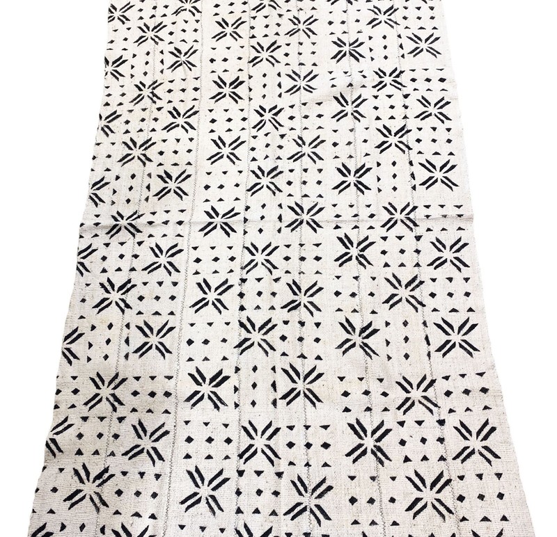 #5341African Black and White Mud Cloth Textile Mali 37" by 65" gallery