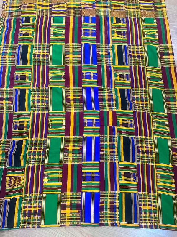 Vintage large African kente Ashanti hand woven cloth 120' X 80" African Art Deco gallery