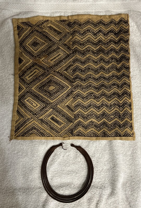 Kuba Cloth African Natural Woven Handmade Fabric Congo / Old Rope Necklace