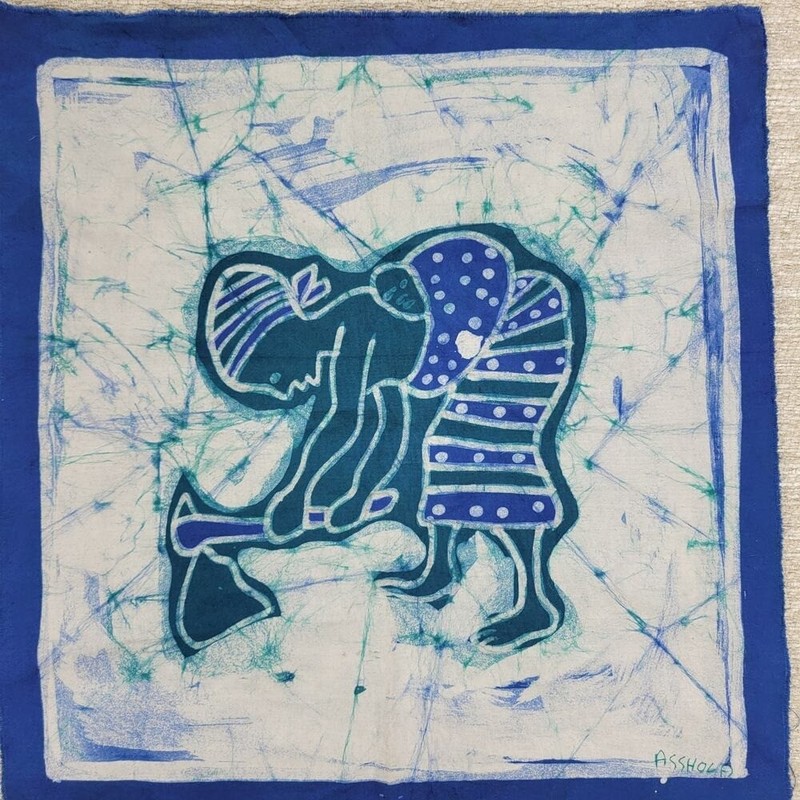 VTG Asshola Batik African Woman Farming Tapestry Mali Hand Dyed Fabric Signed gallery