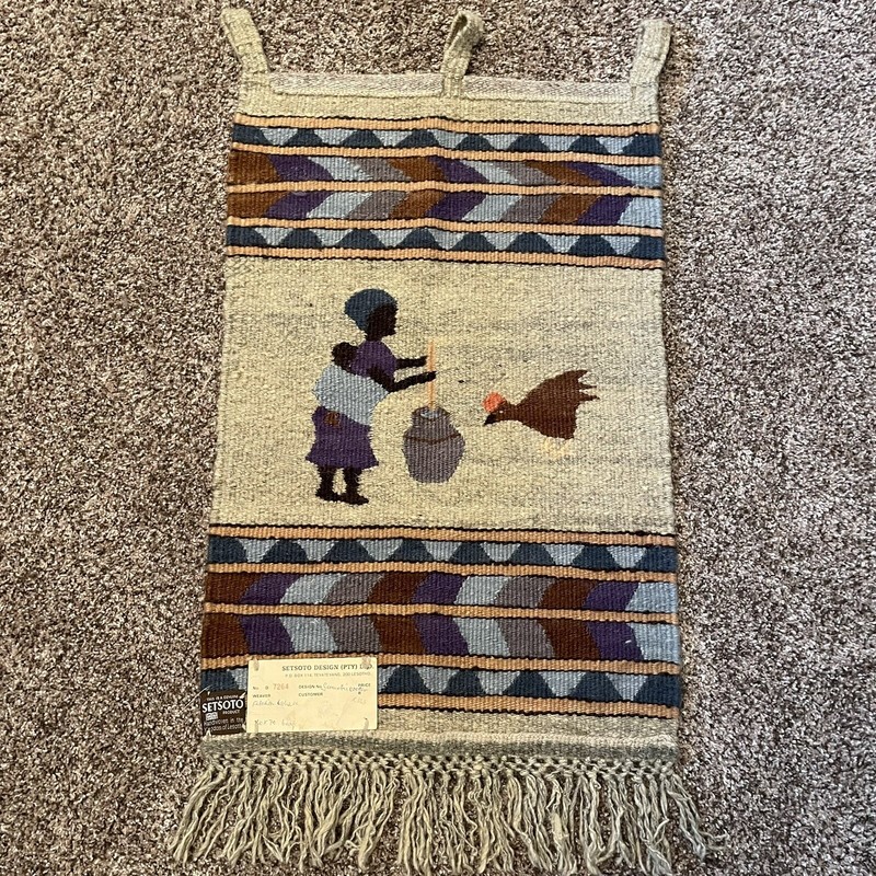 VINTAGE AFRICAN TAPESTRY Hand Woven SETSOTO Lesotho WALL ART Hanging gallery