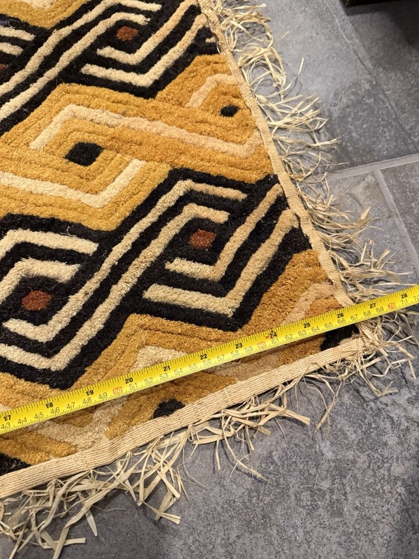 African Kuba Raffia Velvet Textile Kasai Congo Geometric Wall Art 26x26 VTG gallery