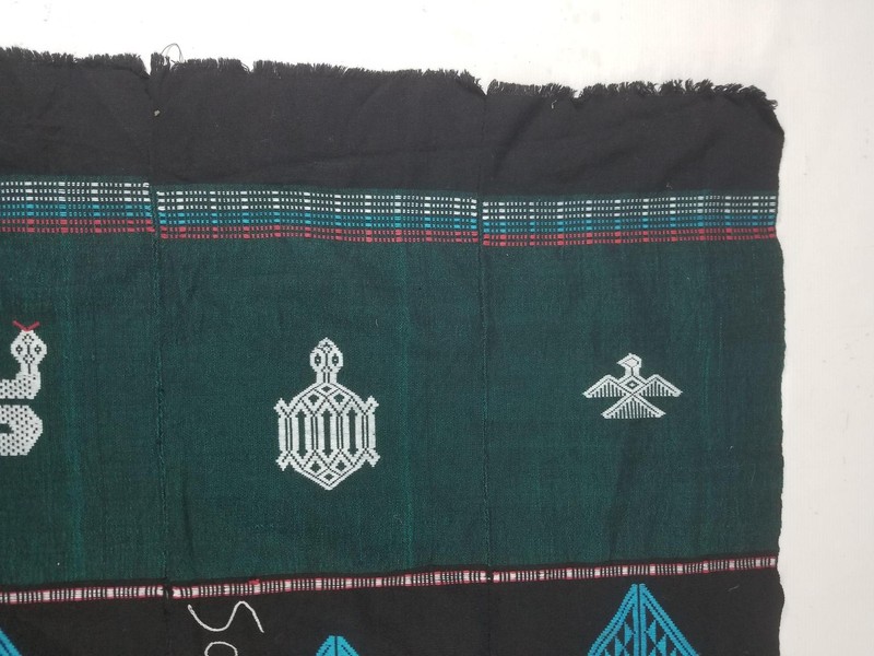 Vintage African Souvenir Tribal Animal Pattern Fringed Textile 63x44in gallery