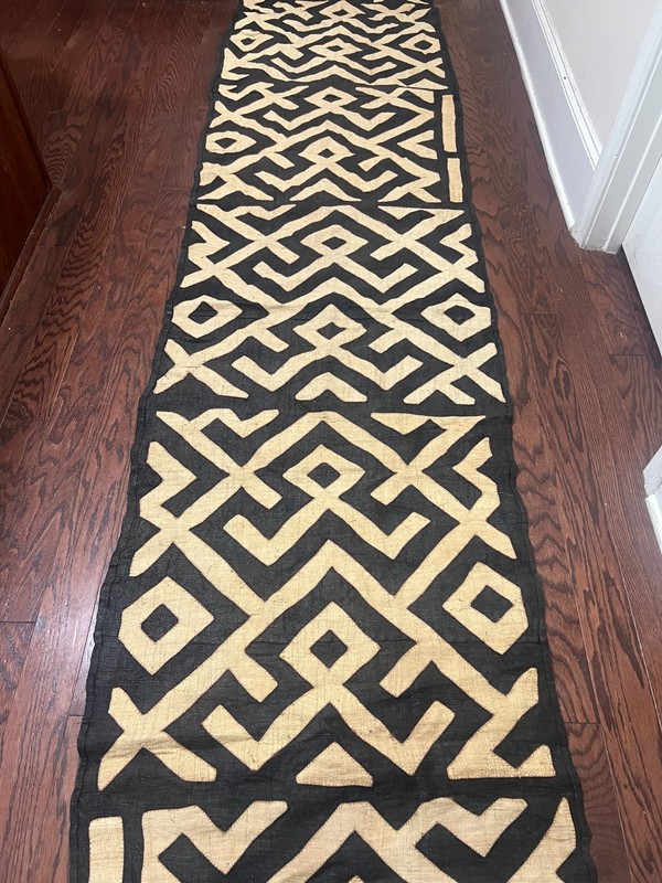 genuine 11 feet African (Congo) Kuba Raffia cloth fabric, natural woven handmade