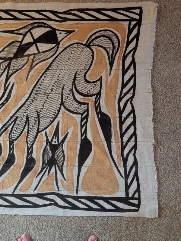 African Textile Art Mud Cloth Abstract Animal Design | 61 x 37 inches gallery