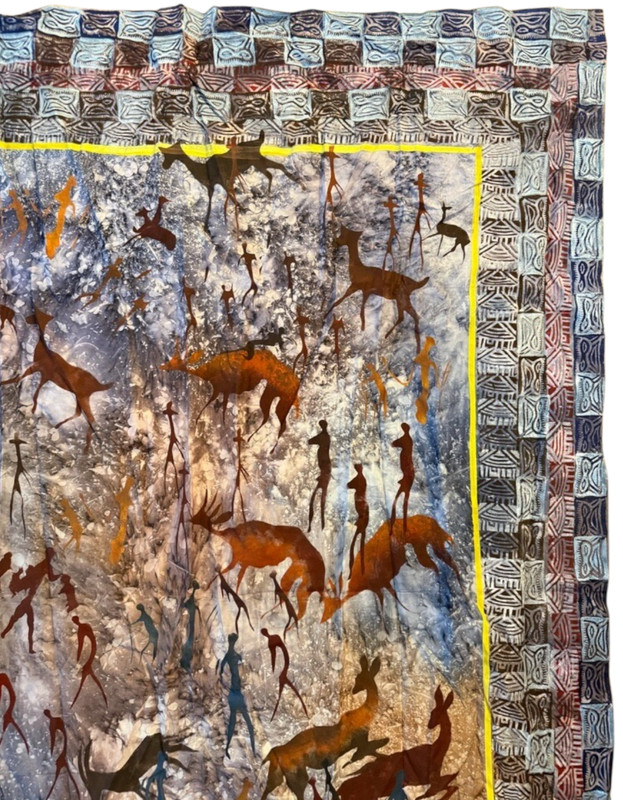 African Batik Wall Hanging Zimbabwe Hand Printed Tapestry Textile 77 x 54 NWT gallery