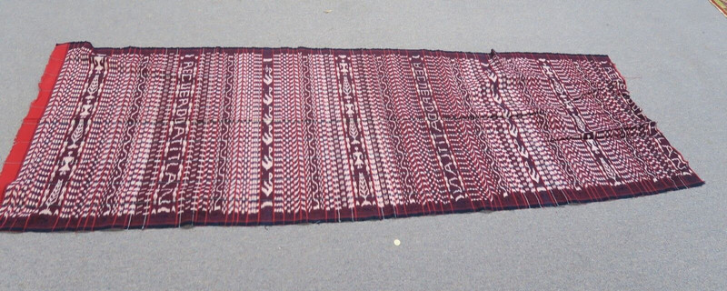 Vintage Estate Indonesian Ikat Cloth Runner Textile Skirt Shawl 33" x 96"