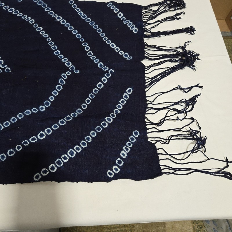African Textile Art Cloth | Blue Geometric Pattern | 54 x 23 inches gallery